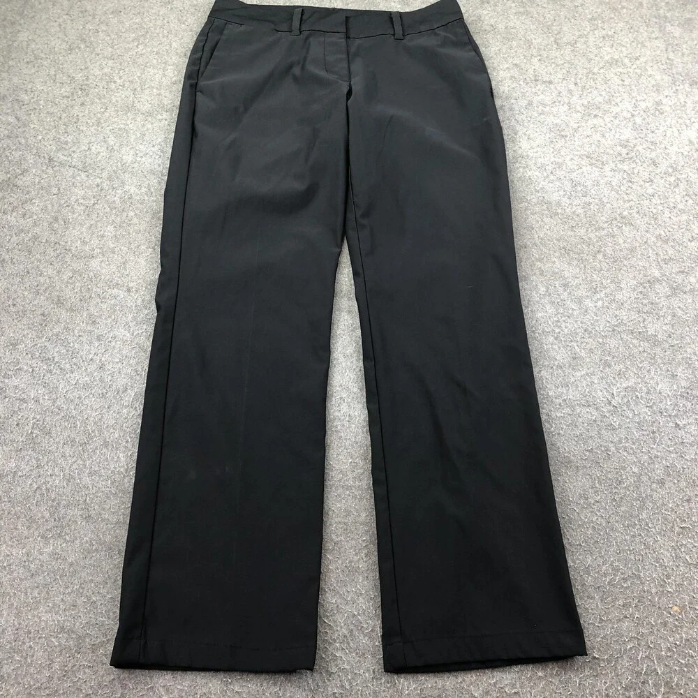 Nike Golf Pants Womens 6 Petite Black Straight Leg Dri-FIT Golf Khakis Sport